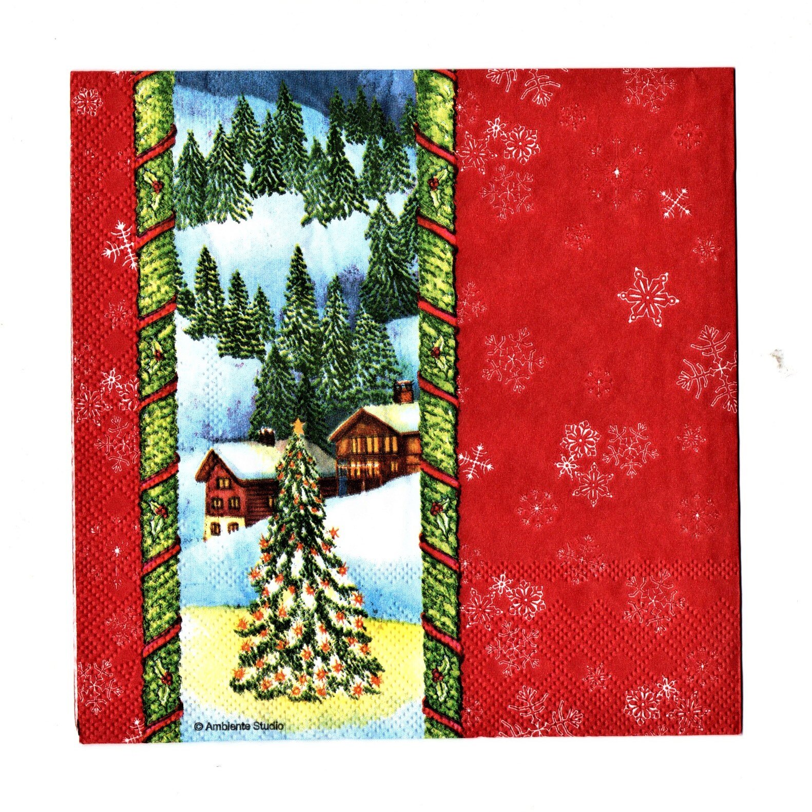 Servetele de Craciun Masa Pachet 20 buc Cabana la Munte