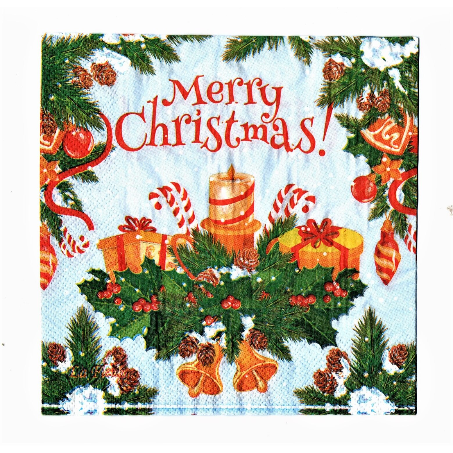 Servetele de Craciun Masa Pachet 20 Buc Acadele si Lumanari