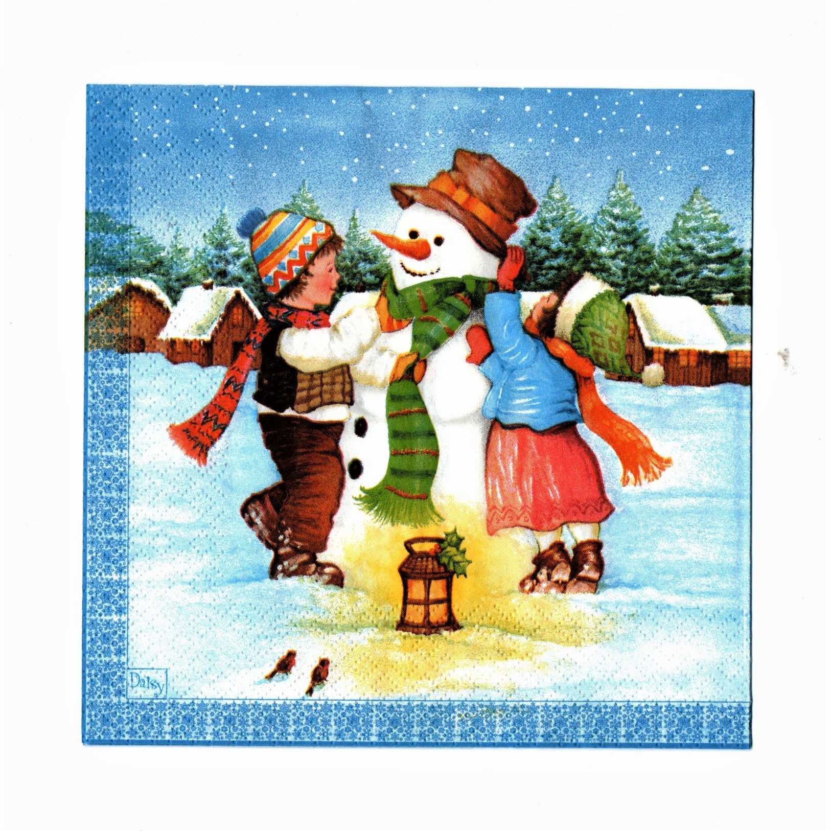 Servetele de Craciun Pachet 20 buc Copiii si Omul de Zapada