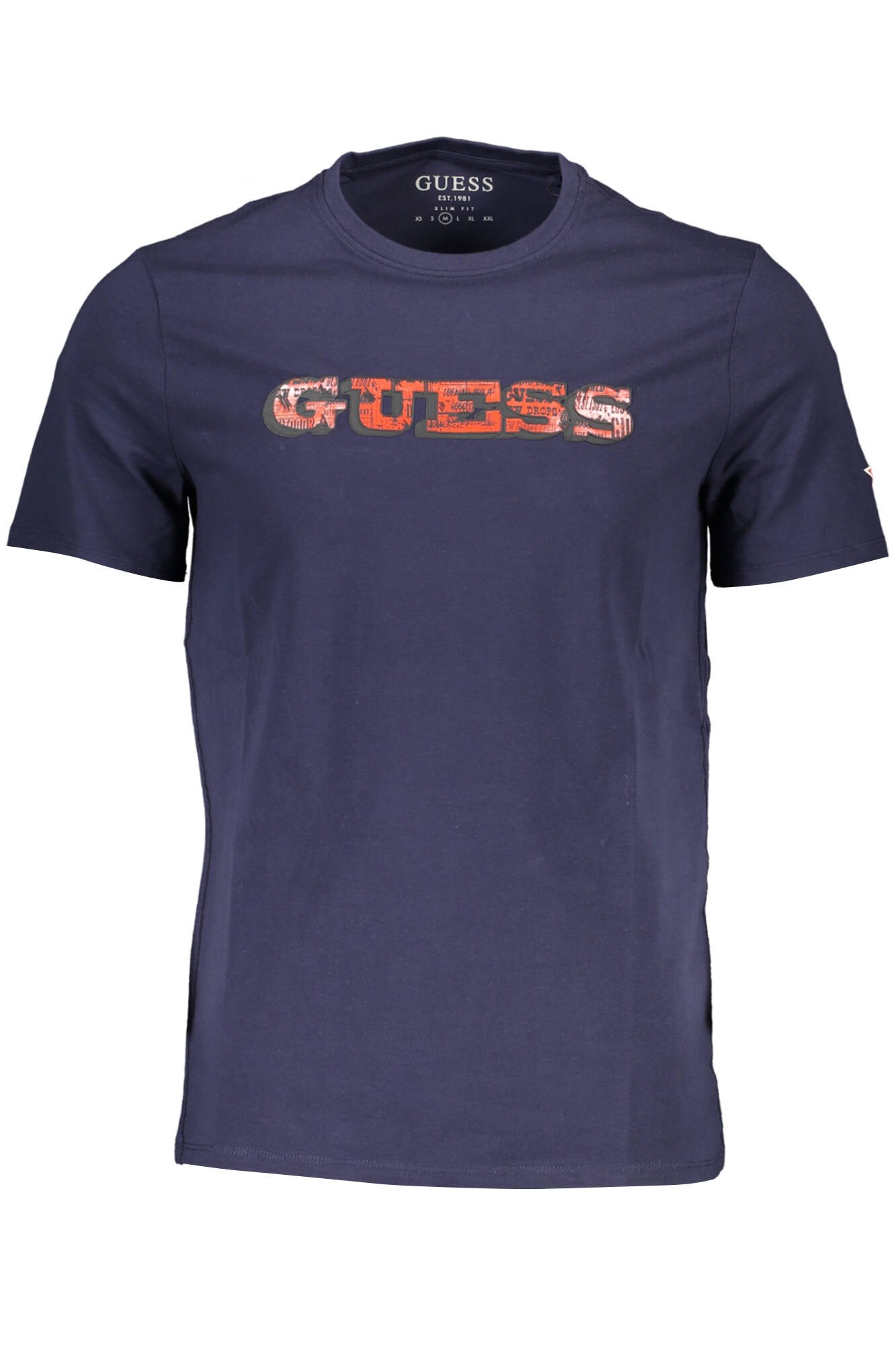 Tricou Barbati, GUESS JEANS, Logo frontal, Albastru
