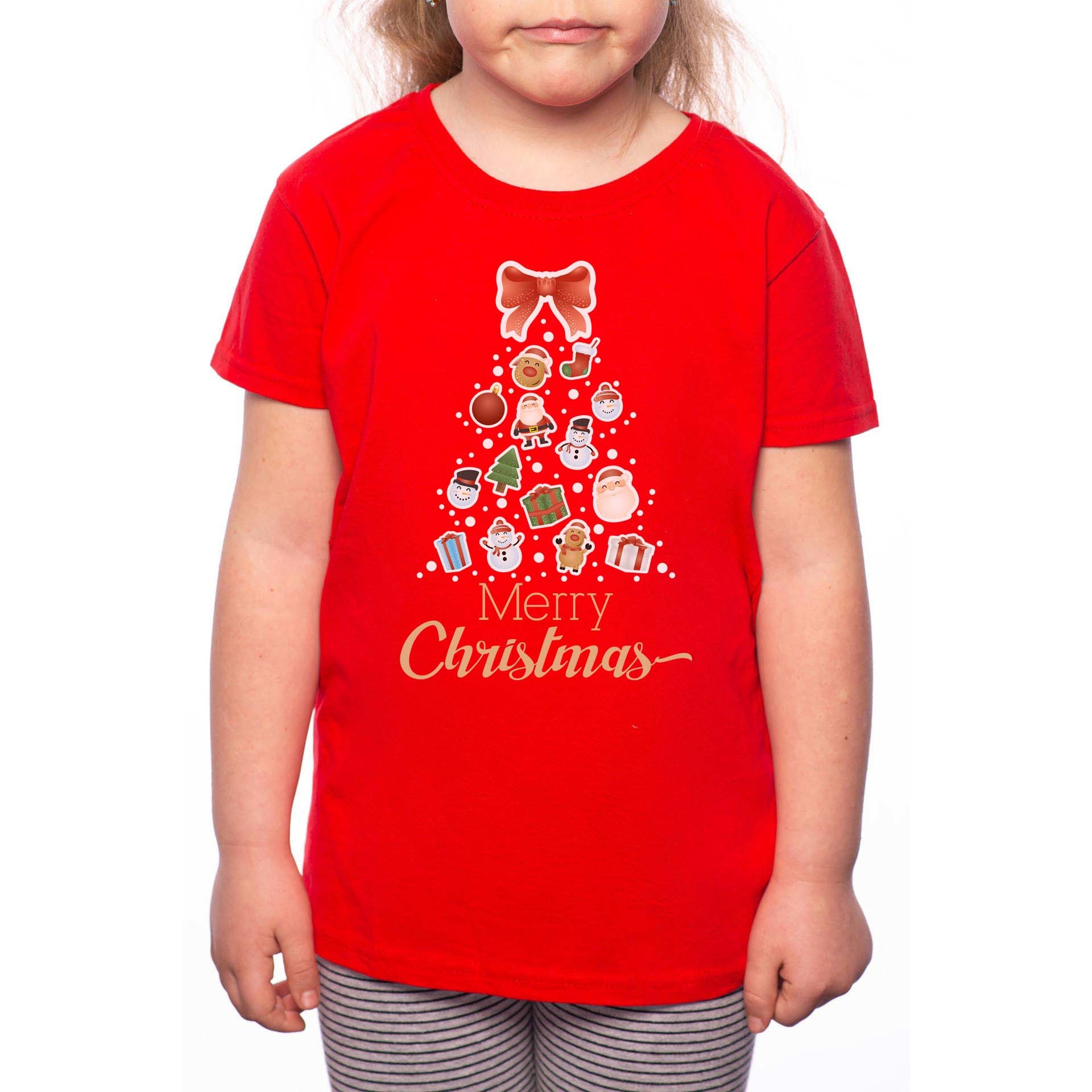 Tricou Fetita, Christmas Ornaments, 100% Bumbac, P187, Rosu