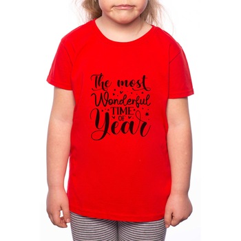 Tricou Fetita, The Most Wonderful Time Of Year, 100% Bumbac, P195, Rosu Tricou Fetita, The Most Wonderful Time Of Year, 100% Bumbac, P195, Rosu