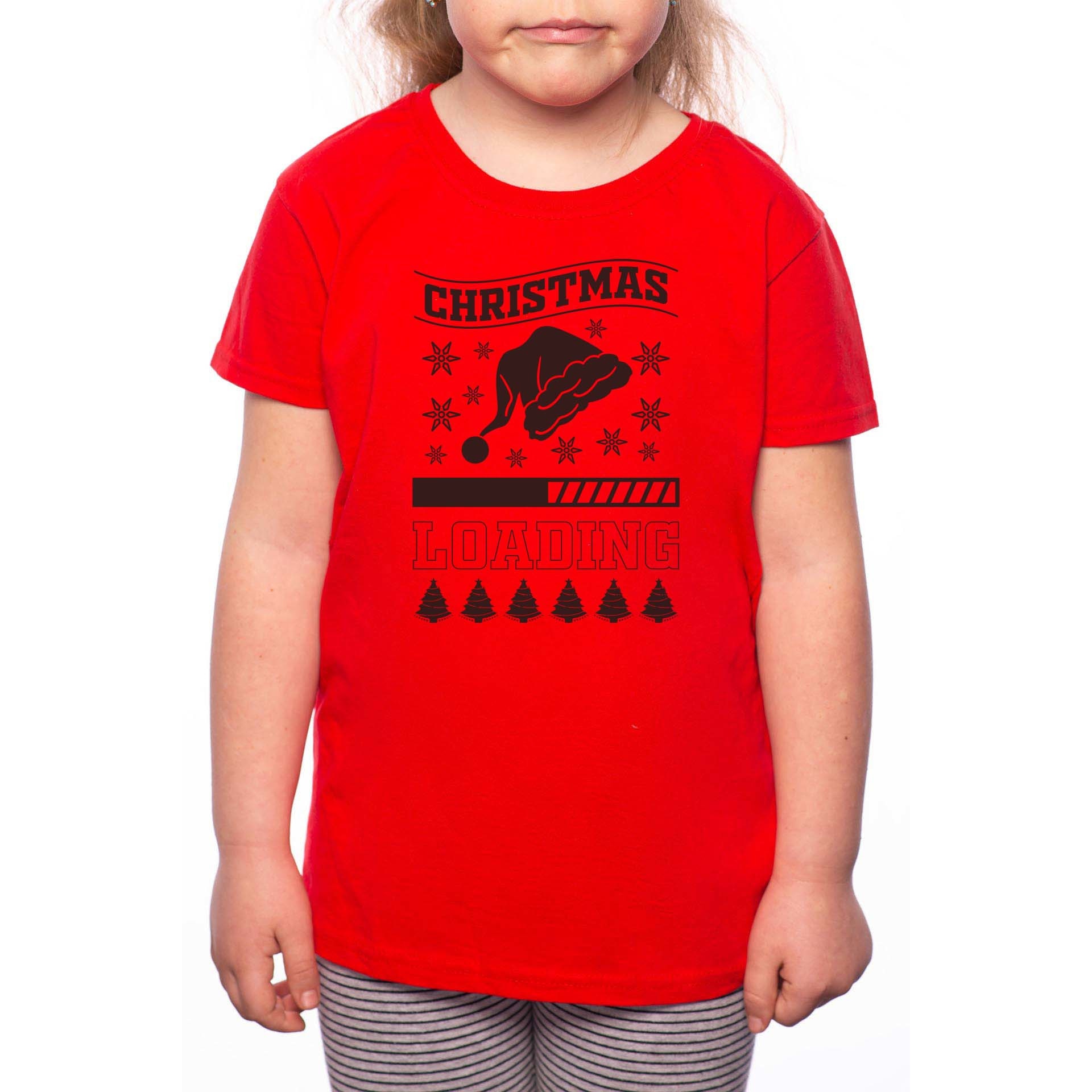 Tricou Fetita, Christmas Loading, 100% Bumbac, P197, Rosu