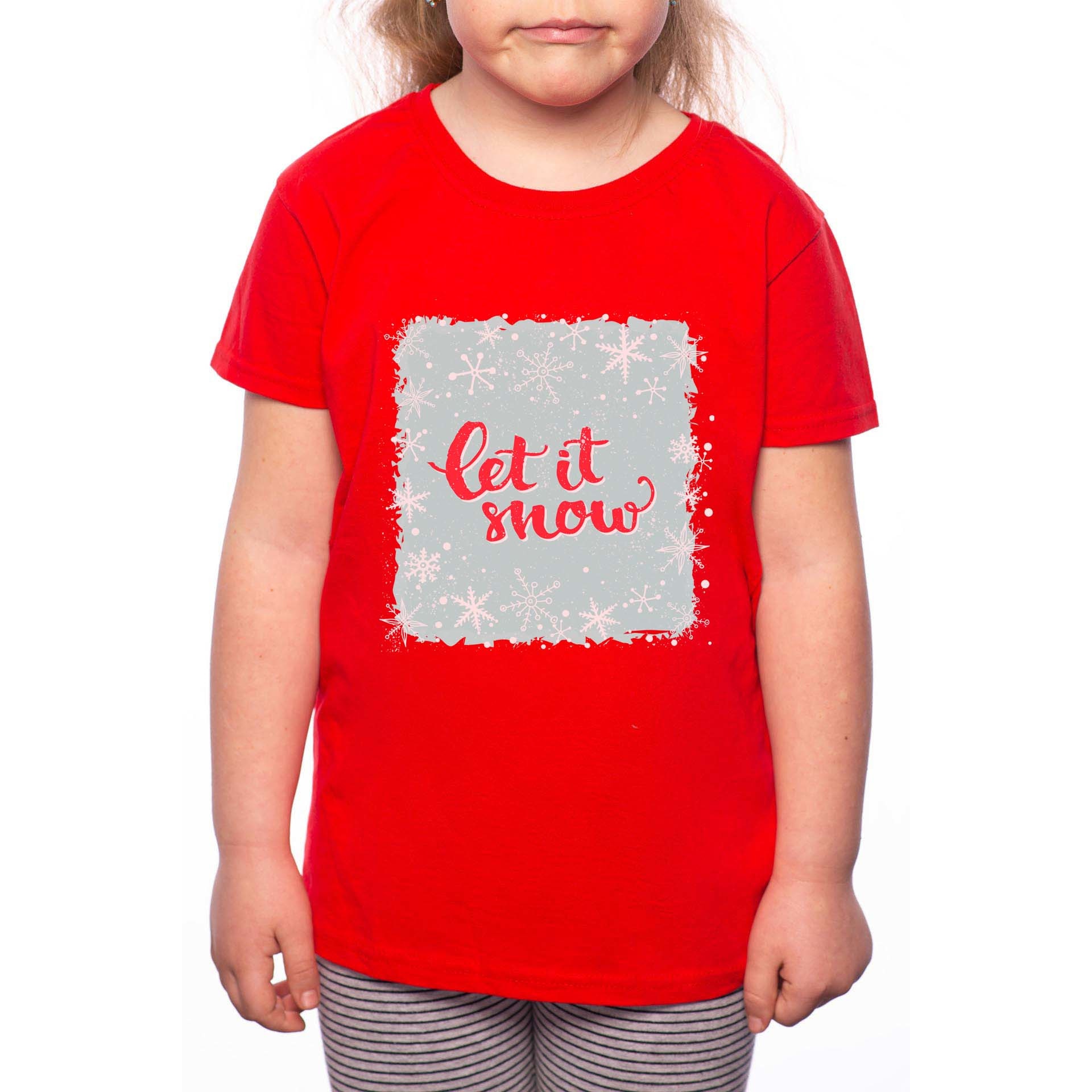 Tricou Fetita, Let It Snow, 100% Bumbac, W198, Rosu