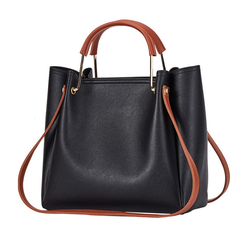 Geanta dama, bareta pentru umar, inchidere fermoar, un compartiment, piele ecologica, neagra, EFAYN.RO