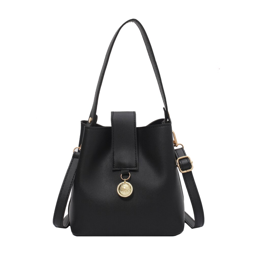 Geanta dama, bareta pentru umar, un compartiment, piele ecologica, negru, EFAYN.RO