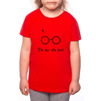 Tricou Fetita, The Boy Who Lived, 100% Bumbac, R232, Rosu Tricou Fetita, The Boy Who Lived, 100% Bumbac, R232, Rosu