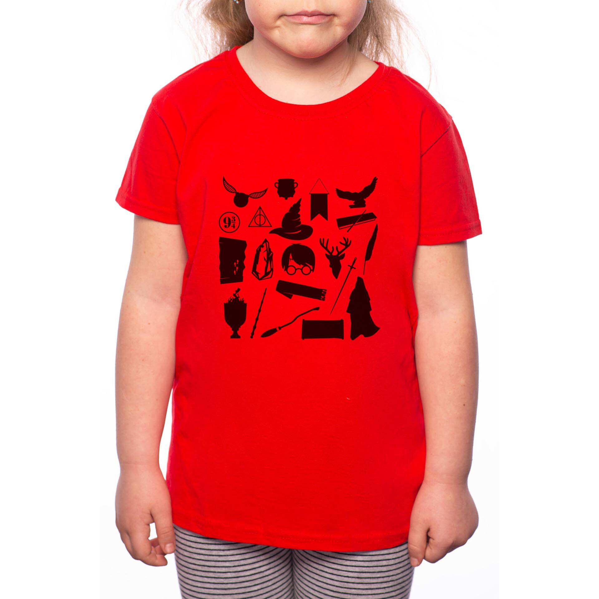Tricou Fetita, Harry Potter Symbols, 100% Bumbac, R240, Rosu