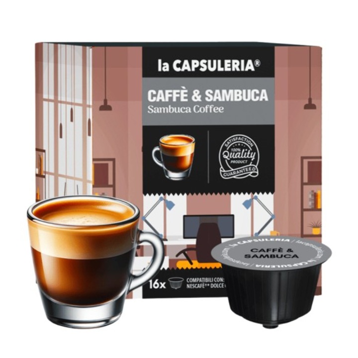 Capsule Cafea Sambuca Coffee La Capsuleria, 16 capsule, compatibile cu Dolce Gusto