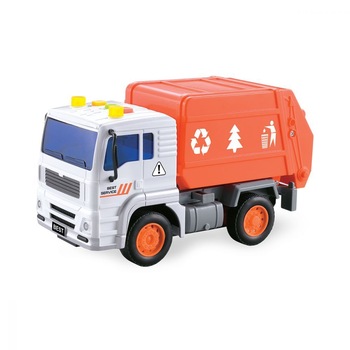 Masina de gunoiu cu lumini si sunet , portocalie , ATS, pentru copii Masina de gunoiu cu lumini si sunet , portocalie , ATS, pentru copii
