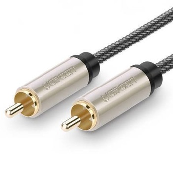 Cablu audio, UGREEN, AV133, RCA tata la RCA tata, Conector placat cu aur 24k, Lungime 100 cm, Negru/Gri Cablu audio, UGREEN, AV133, RCA tata la RCA tata, Conector placat cu aur 24k, Lungime 100 cm, Negru/Gri