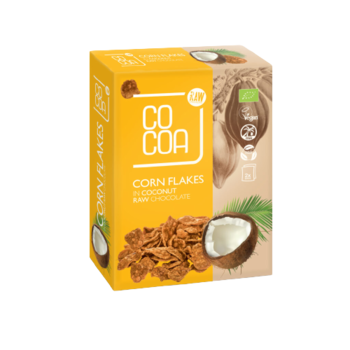 Fulgi de porumb in ciocolata raw cu cocos 200 g eco Cocoa Fulgi de porumb in ciocolata raw cu cocos 200 g eco Cocoa