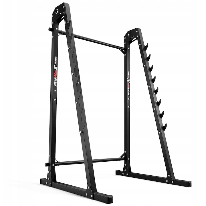 Suport De Greutati, K-SPORT, KSSL018, Stand Pentru Haltere, Otel, Stabil, Multifunctional, Inaltimi Multiple, Genuflexiuni, Presa Pe Banca, Elevator Cu Carlig Pe 8 Nivele, Cu O Distanta De 15 cm, Rezistenta 300 kg, 193.5 x 114 x 112 cm, 35, kg, Rosu/Gri