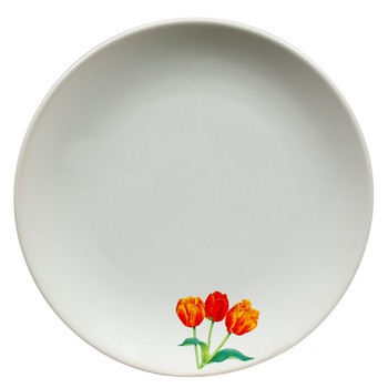 Farfurie intinsa, Cesiro, 26 cm, Alb Pur cu decor trei lalele Farfurie intinsa, Cesiro, 26 cm, Alb Pur cu decor trei lalele