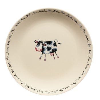 Farfurie intinsa, Cesiro, 26 cm, Crem Ivoire cu decor vacuta Farfurie intinsa, Cesiro, 26 cm, Crem Ivoire cu decor vacuta