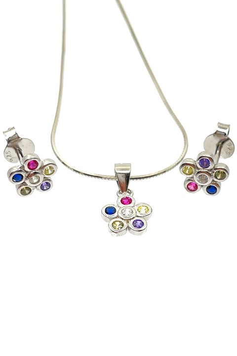 Set Agavi din argint 925 cu zirconiu format din cercei si colier