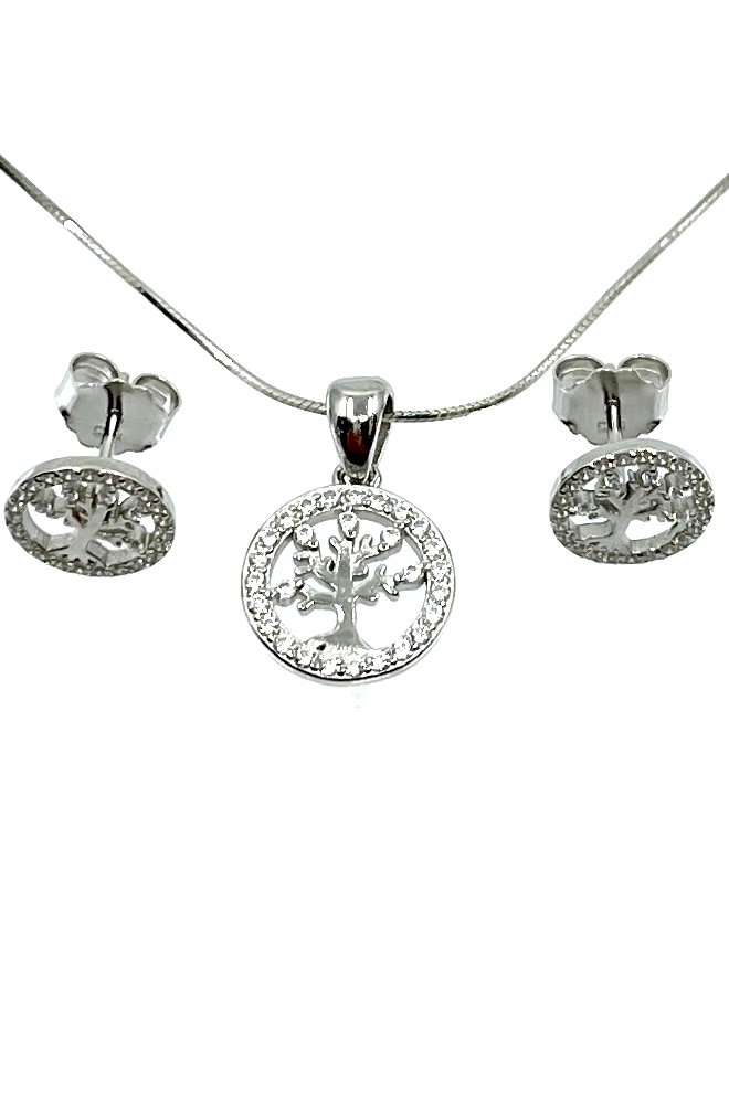 Set Agavi din argint 925 format din cercei si colier simbol copacul vietii