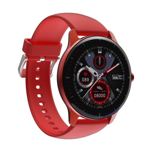 Ceas Smartwatch DOOGEE CR1 1.28 inch, Alarma, Pedometru, Control muzica, Monitorizare somn si ritm cardiac, Rosu
