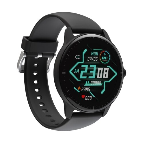 Ceas Smartwatch DOOGEE CR1 1.28 inch, Alarma, Pedometru, Control muzica, Monitorizare somn si ritm cardiac, Negru