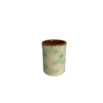 Pahar din ceramica, handmade, diametru 6 cm x inaltime 9 cm, 200 ml, Alb-Verde, LVD-BBL3518 Pahar din ceramica, handmade, diametru 6 cm x inaltime 9 cm, 200 ml, Alb-Verde, LVD-BBL3518
