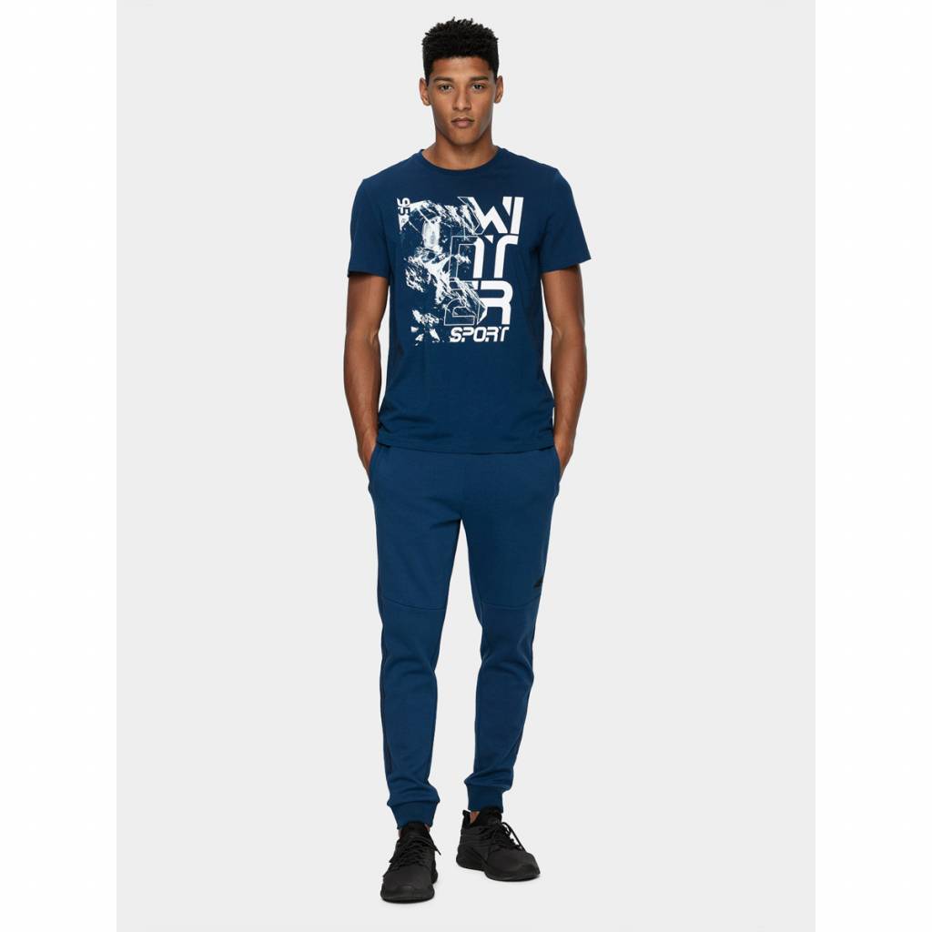 Tricou barbati cu imprimeu 4F, Bumbac, Albastru