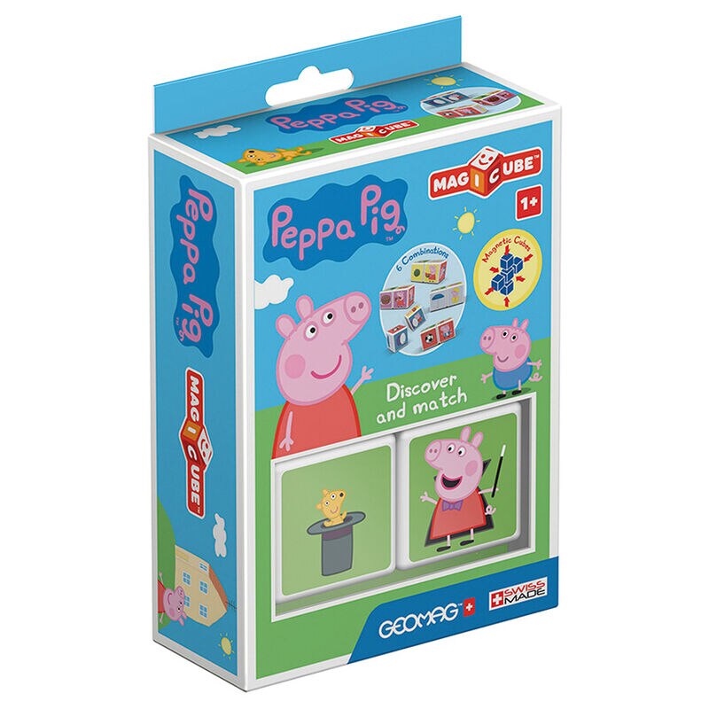 Joc De Constructie Magnetic, Geomag, Peppa Pig - Dicover and Match Magicube, 2 Piese