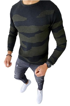 Bluza neagra, pentru barbati, dehaine, slim fit, 8007 Bluza neagra, pentru barbati, dehaine, slim fit, 8007