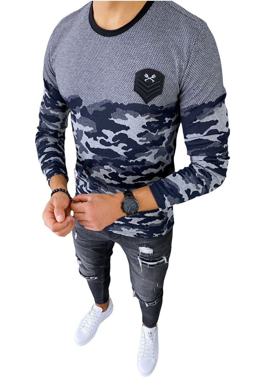 Bluza bleumarin dehaine slim fit pentru barbati, Bleumarin, M