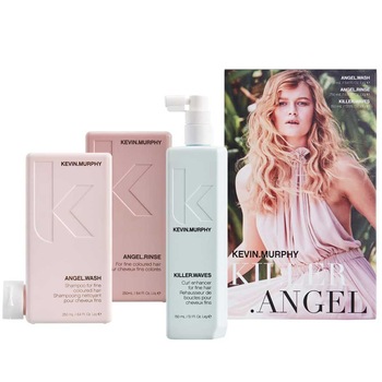 Kit pentru par fin Killer Angel, Kevin Murphy- Sampon Angel Wash 250 ml, Balsam Angel Rinse 250 ml si Tratament pentru par Killer Waves 150 ml Kit pentru par fin Killer Angel, Kevin Murphy- Sampon Angel Wash 250 ml, Balsam Angel Rinse 250 ml si Tratament pentru par Killer Waves 150 ml