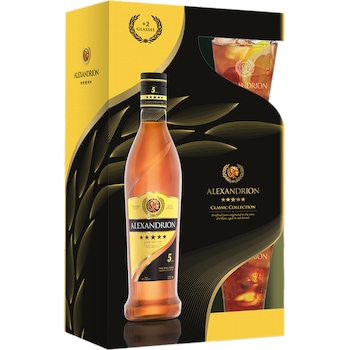 Set cadou brandy Alexandrion 5* 0.7L cu 2 pahare Set cadou brandy Alexandrion 5* 0.7L cu 2 pahare