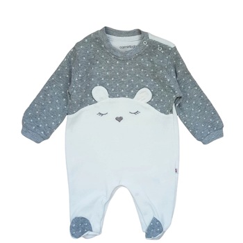 Salopeta cu botosei de catifea, pisicuta, Gri/Alb, 62 CM Salopeta cu botosei de catifea, pisicuta, Gri/Alb, 62 CM