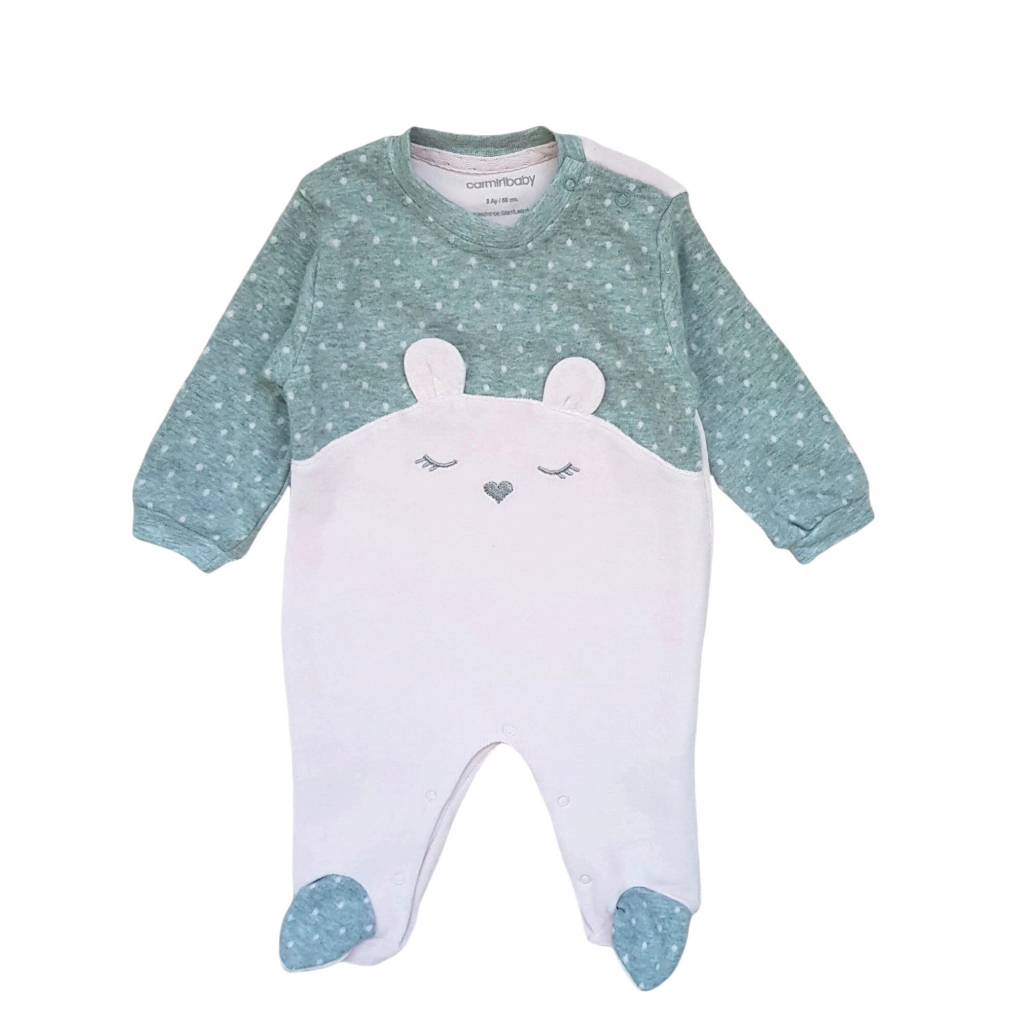 Salopeta cu botosei de catifea, pisicuta, varsta 3 luni, 62 cm, Gri/Roz