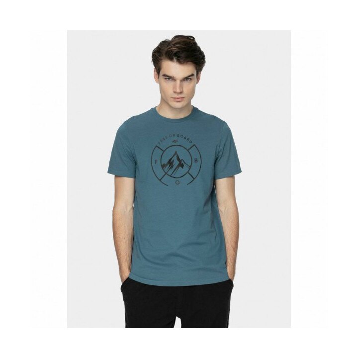 Tricou barbati cu imprimeu 4F, Bumbac, Albastru, M