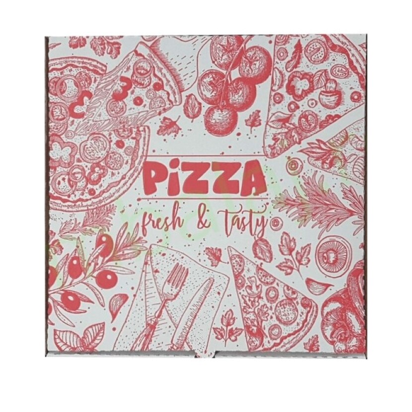 Set cutii Pizza albe ''Fresh'' 40x40x3.5 cm, 50buc