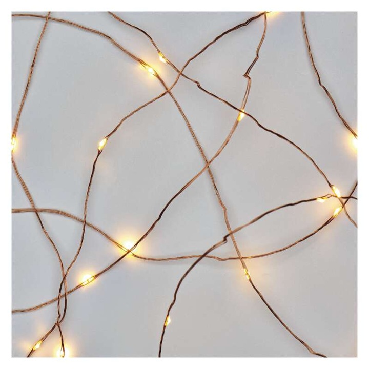 Инсталация за коледен декор Emos, класическа нано свещ, 0,9 м, 10 LED 0,6 W, топла светлина, 2xAA, вътрешна, IP20