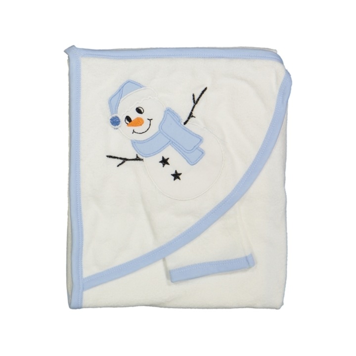 Prosop de baie Coccoo Bebe cu Gluga pentru Bebelusi, 100% Bambus Organic, 80x90, Cadou Ideal, Albastru