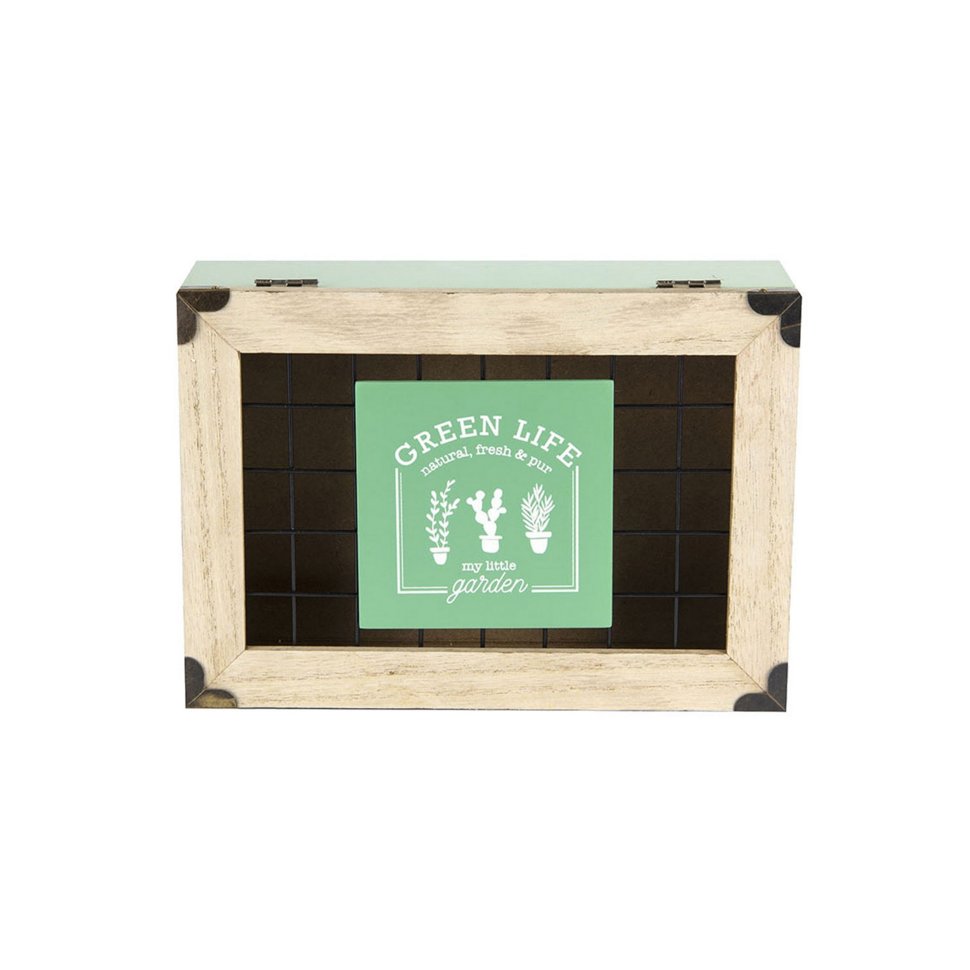 Cutie ceai Green Life din mdf, verde, 7 x 24 x 16,5 cm