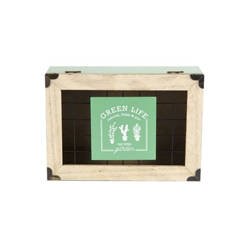 Cutie ceai Green Life din mdf, verde, 7 x 24 x 16,5 cm Cutie ceai Green Life din mdf, verde, 7 x 24 x 16,5 cm