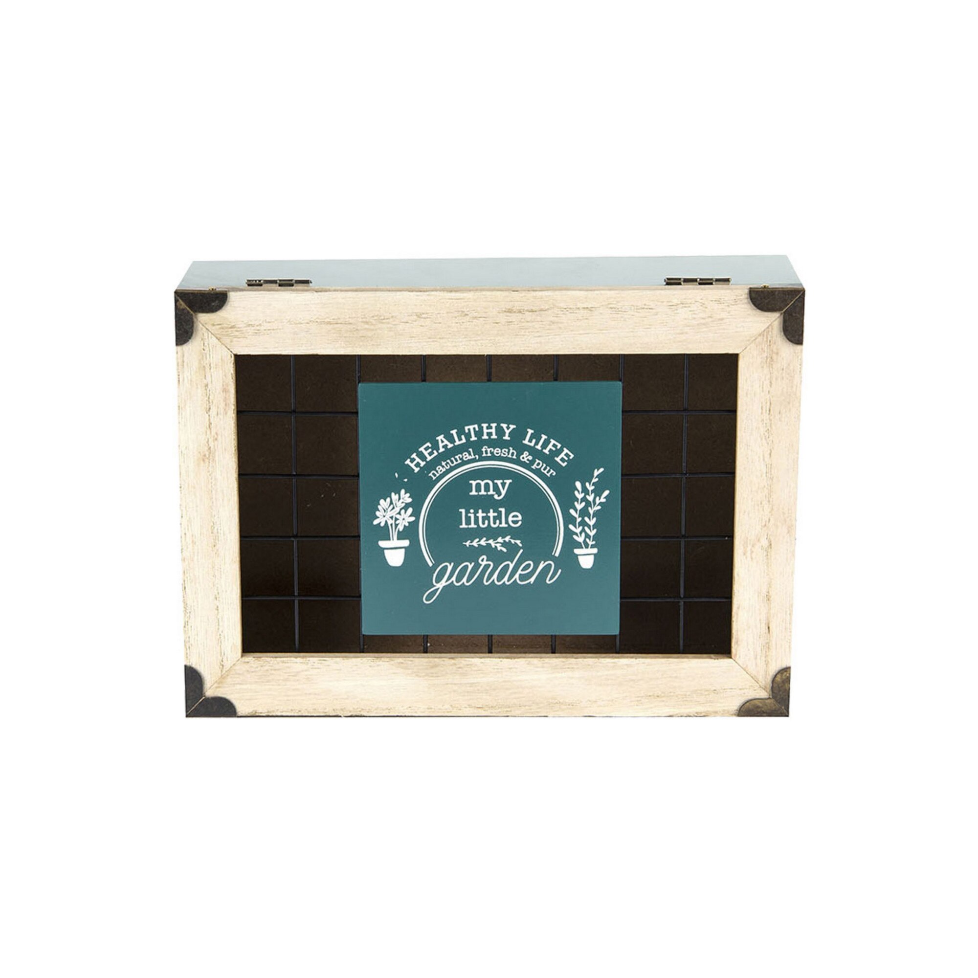 Cutie ceai Green Life din mdf, verde inchis, 7 x 24 x 16,5 cm