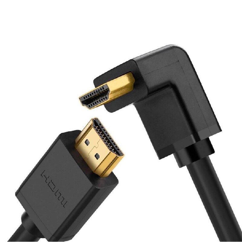 Cablu UGREEN, HD103, HDMI la HDMi unghi 90°, Rezolutie 4K, Conectori placati cu aur 24K, Lungime 5 m, Negru, PVC