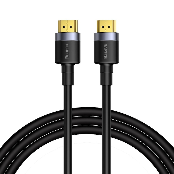 Baseus Cable, Кабел, CADKLF-G01, HDMI-HDMI 2.0 Резолюция 4K 60Hz, 24K позлатени конектори, Дължина 300 см, Черен/Сив, PVC