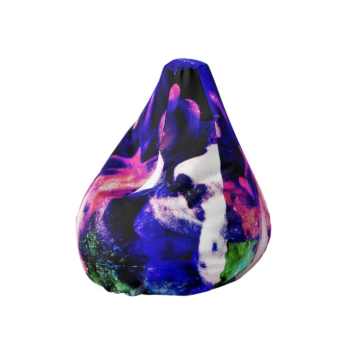 Fotoliu Puf Bean Bag, model Purple Blue , tip para, cu maner si husa interioara, Marime L , Tida-Ro