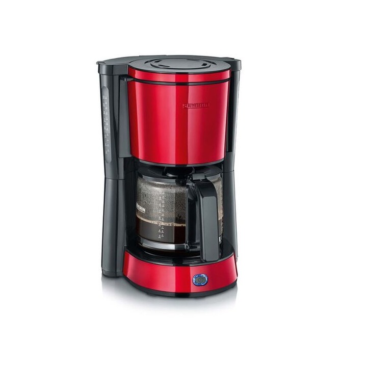 Кафемашина Severin KA 4817, мощност 1000 W, стъклена купа 1.4 л, 10 чаши, червена
