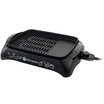 Grill Electric Rohnson R-250, Capac de sticla, Putere 2200W, Negru Grill Electric Rohnson R-250, Capac de sticla, Putere 2200W, Negru