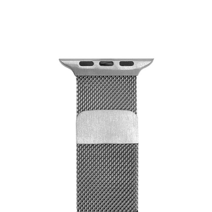 SILKASE каишка за Apple iWatch, Milanese Metallic, 42/44/45 мм, сребриста