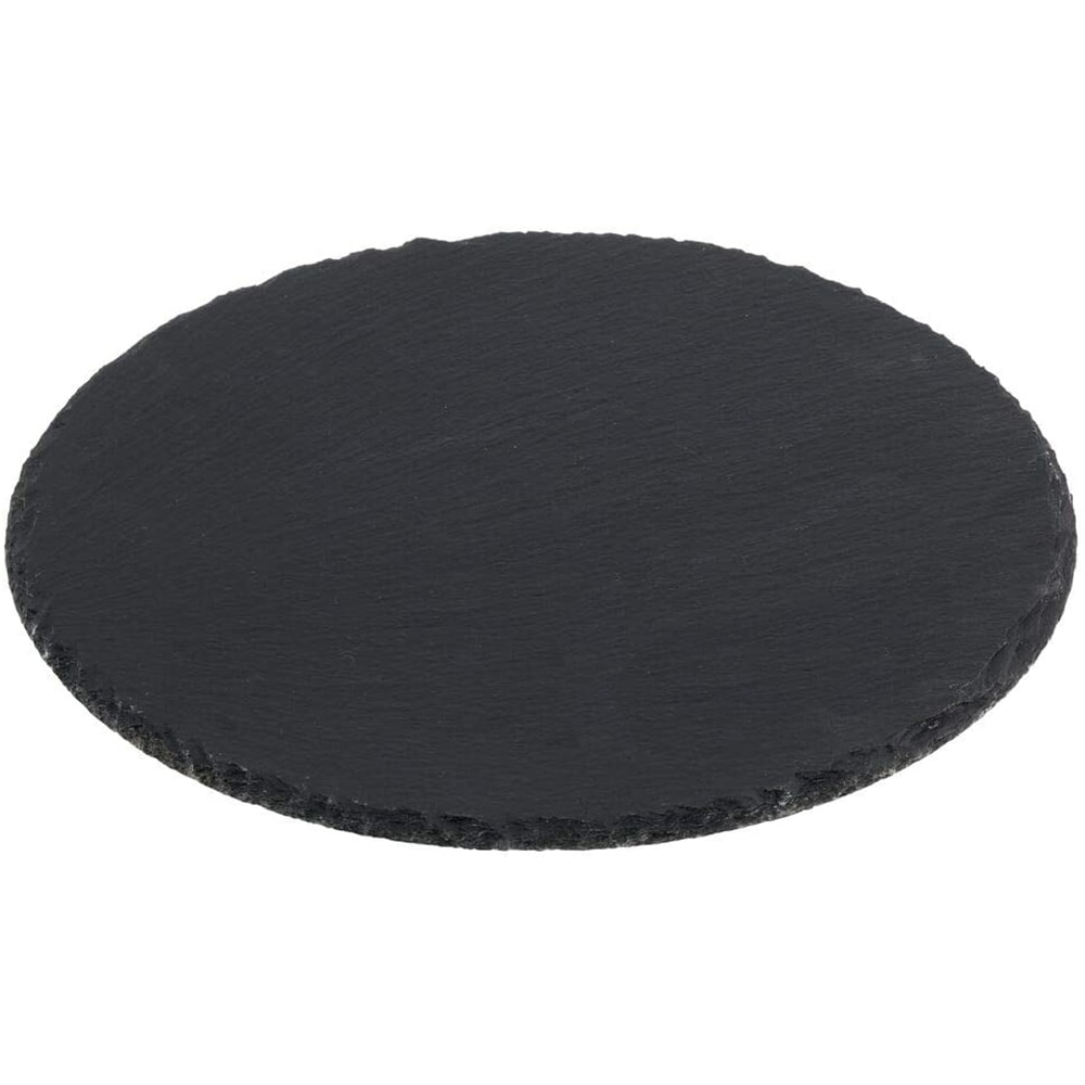 Platou servire/prezentare Quasar & Co., rotund diametru 20 cm, picioruse suport, ardezie, negru