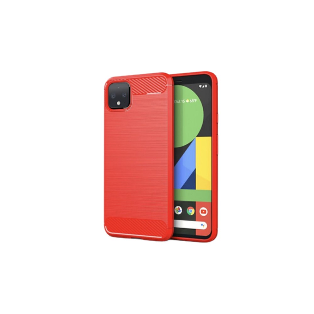 Husa pentru Google Pixel 4, bumper, cu insertii carbon, Rosu
