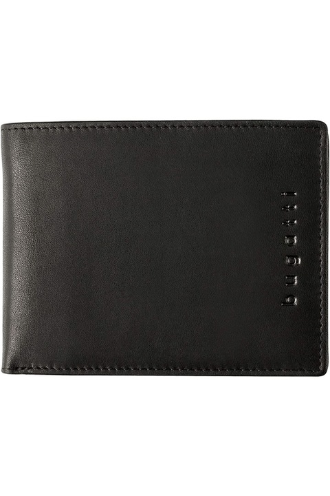 Portofel orizontal cu flip, barbati, Bugatti, RFID, seria ROMANO, 4939, 8cc, piele naturala, negru