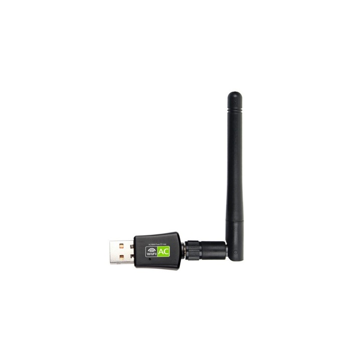 USB Wifi адаптер с 2.4G и 5G двойна антена, черен