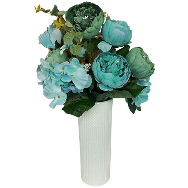 Buchet bujori artificiali verde-turcoaz Berenice 45cm
